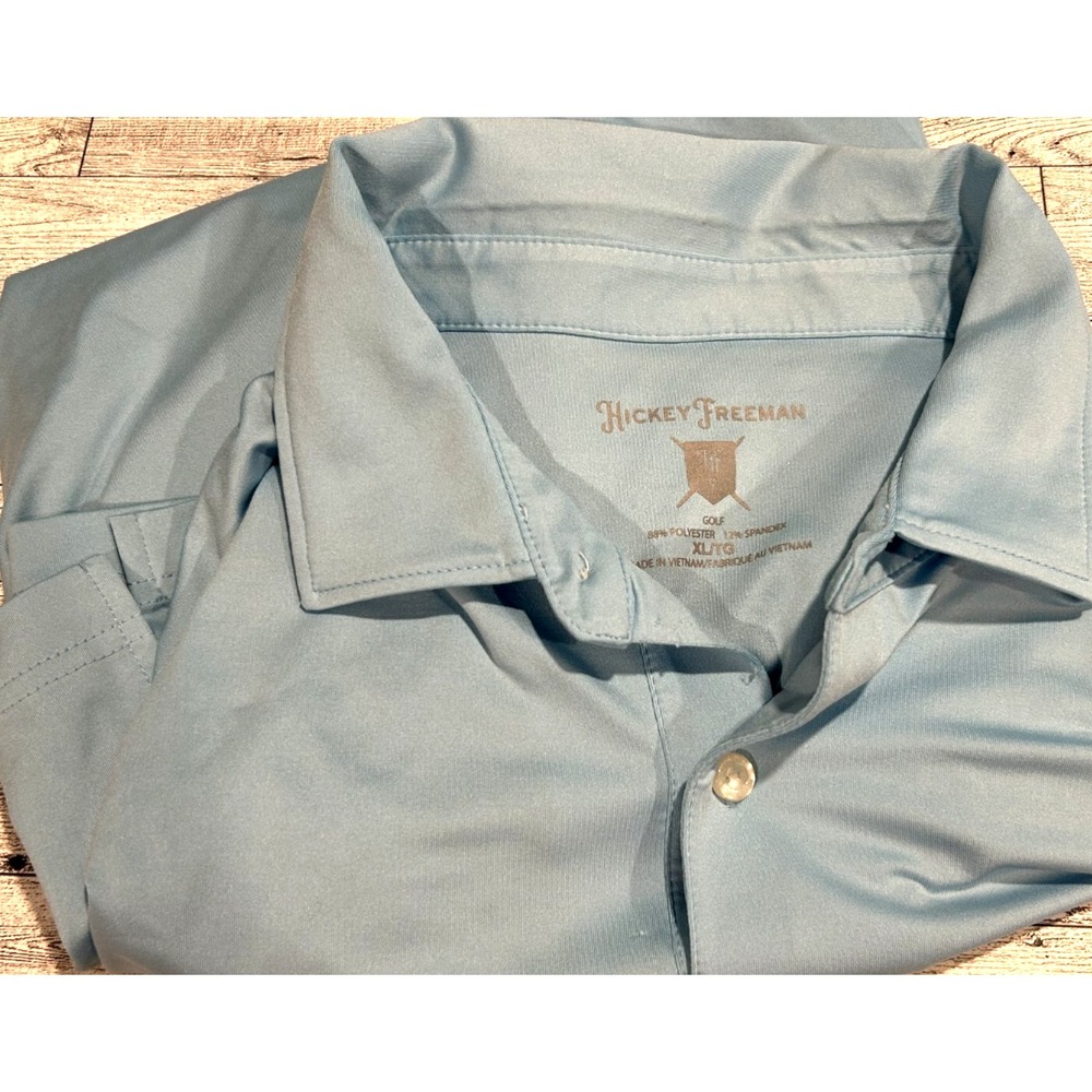 Hickey Freeman Golf Men's Short‎ Sleeve Polo Golf Shirt Blue Preppy XL XLARGE